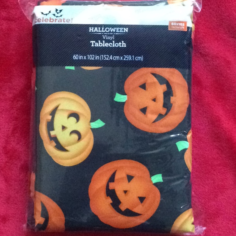 Black Pumpkin Vinyl Tablecloth.